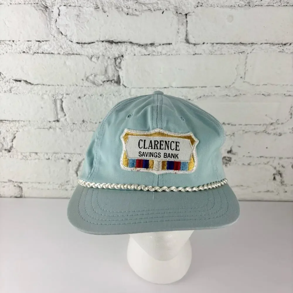 Vintage Clarence Savings Bank Blue Strapback Hat